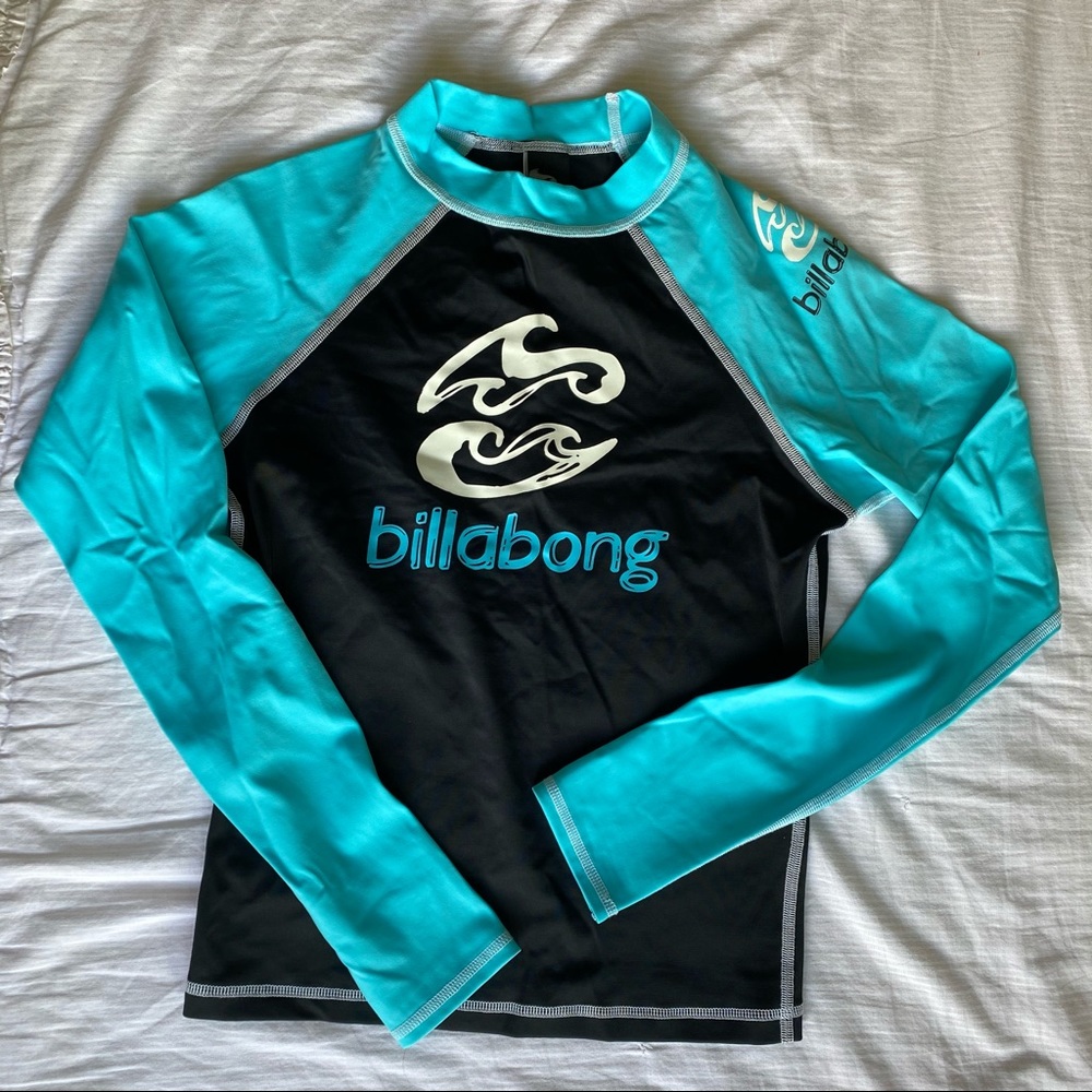 BILLABONG blue and black rash guard surf shirt